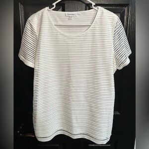 Calvin Klein Women's Cream Textured Tee